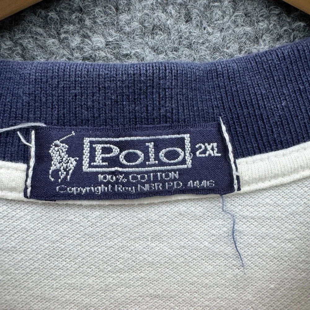Vintage Polo Ralph Lauren Polo Shirt Mens 2XL White Short Sleeve Collar Casual